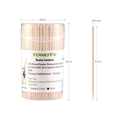 340 Pack Bamboo Toothpicks 3.5 Inch Long Food-Grade Skewers for Appetizers & Cocktails