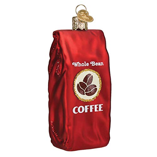 Old World Christmas Coffee Red Bag Beans Ornament - Holiday Keepsake