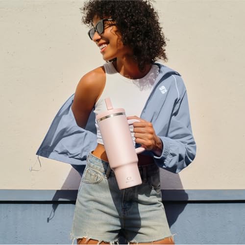 40 oz Insulated Stainless Steel Tumbler with Handle and Straw - Cotton Candy