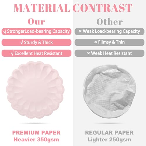 96-Piece Pink Scalloped Paper Plate and Napkin Party Set for 24 Guests
