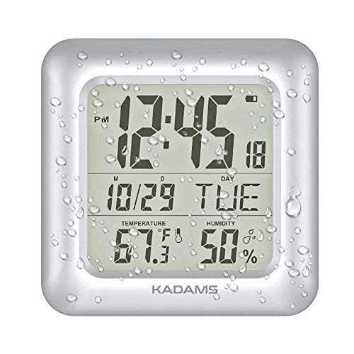 9.5-Inch Waterproof Digital Bathroom Clock with LCD Temperature & Humidity