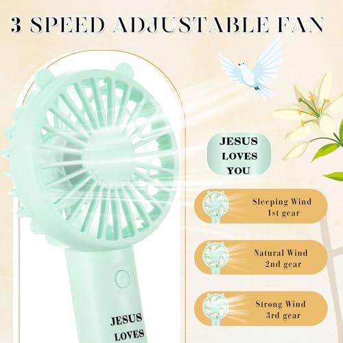 Jesus Loves You Mini Church Handheld Fan Bulk - 20 Portable Religious Fans