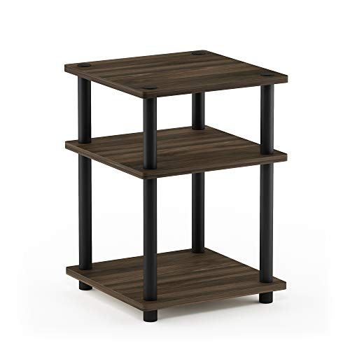 Furinno TURN-N-TUBE Side Table, 3-Tier End Table, Open Shelves Nightstand, Night Stand, Bedside Table, Easy Assembly, for Living Room, Bedroom, Columbia Walnut