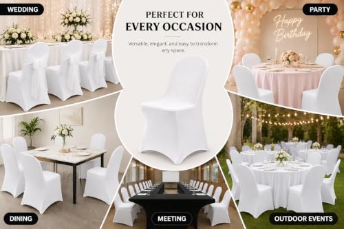 10 Pack White Stretch Polyester Folding Chair Covers – Universal Fit