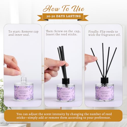 6-Pack Reed Diffuser Set with 30 Sticks, Long-Lasting Aromatherapy Home Fragrance