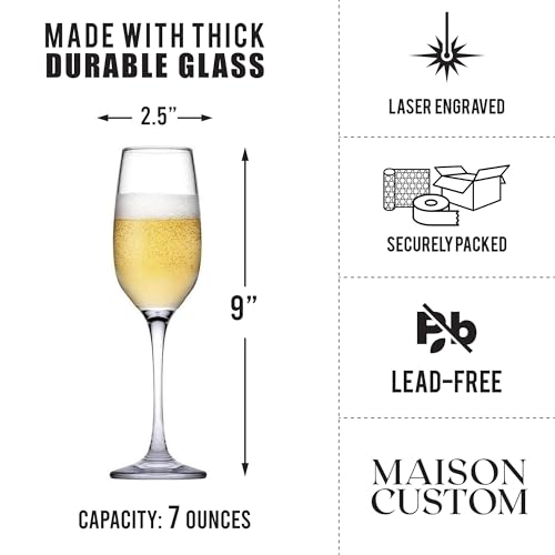 Personalized Champagne Flutes Set of 2 - Custom Wedding Gift for Bride & Groom