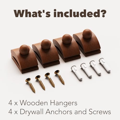 Wooden Tapestry & Quilt Wall Hangers - 4 Pack Display Clamp Clips