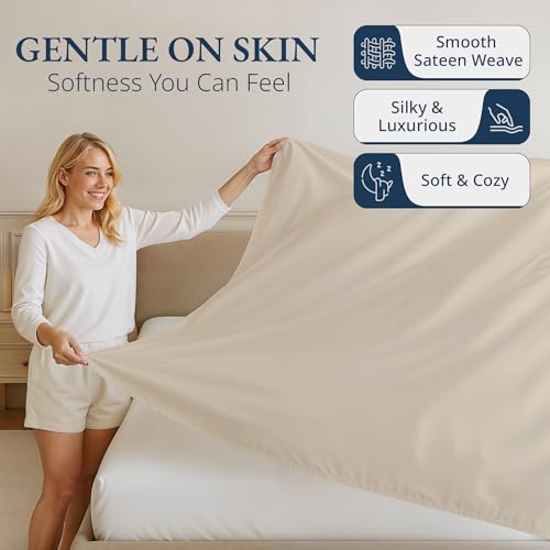 Queen Size Flat Sheet 100% Egyptian Cotton Sateen Weave Ultra Soft Breathable