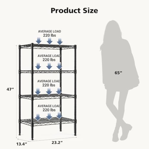 4-Tier Metal Wire Storage Shelves Adjustable Heavy Duty Standing Rack