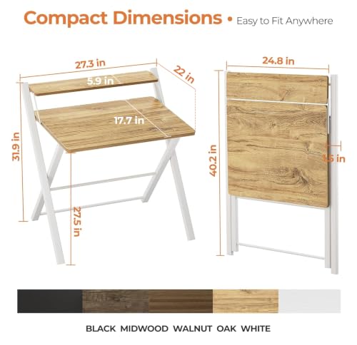 Foldable Computer Desk, No-Assembly Portable Table for Small Spaces