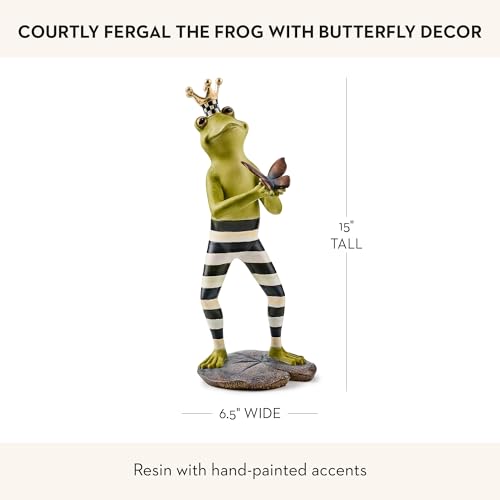 MacKenzie-Childs Fergal the Frog Garden Statue with Butterfly Decor