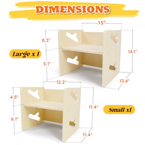 Montessori Toddler Table and Chair Set - Solid Wood, 1 Chair & 1 Table, Safe & Space-Saving