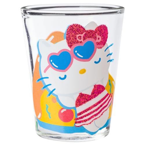 Hello Kitty Summer Pool Glass Set 4 Pack, 1.5oz Mini Drinking Glasses, Officially Licensed