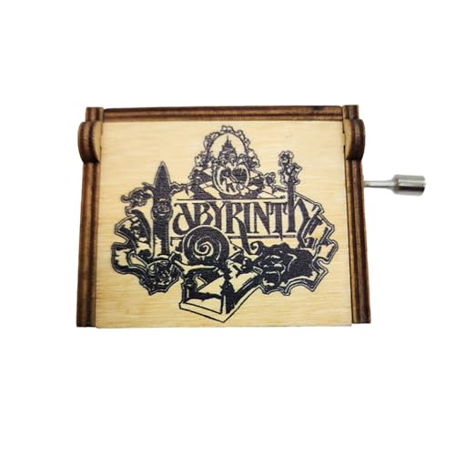 Hand-Crank Wooden Music Box - Labyrinth Themed Keepsake Gift