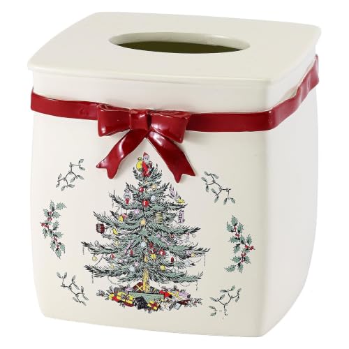Spode Christmas Tissue Box Cover - Red Tree Design, Resin