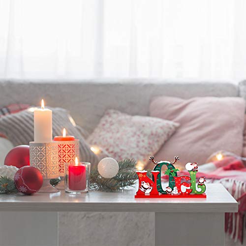 Christmas Wooden Table Decorations Set - Santa Nutcracker & Noel Sign Centerpiece