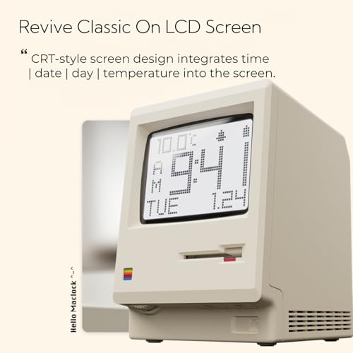 Retro Pixel Alarm Clock - 1984 Computer Style Desk Clock with Temperature