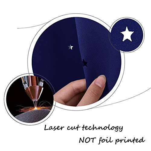 Blue Hollow Star Blackout Curtain for Kids Room, 52 x 63 Inch Panel
