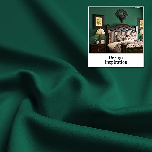 DUALIFE Dark Green Blackout Curtains 38x45 Inch Pack of 2 Room Darkening Thermal Insulated Window Panels