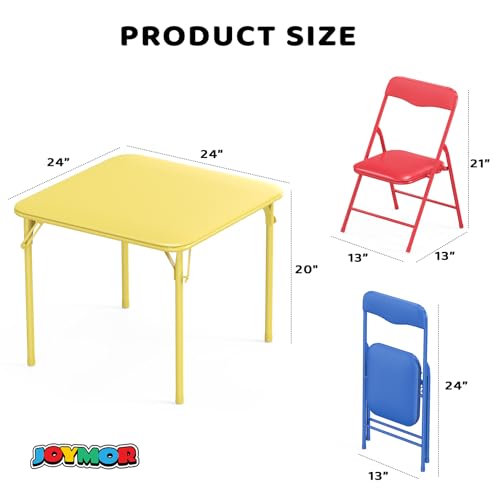 3-Piece Kids Folding Table and Chairs Activity Set, Sturdy Metal Frame