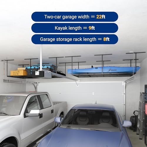 4x8 Overhead Garage Ceiling Storage Rack 750lbs Adjustable Black