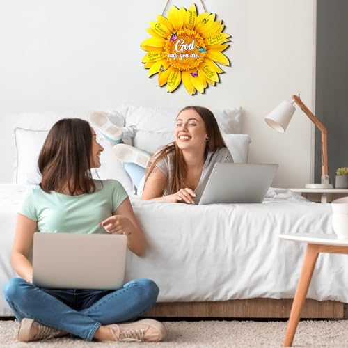 11.8 Inch Wooden Sunflower Welcome Sign with Bible Verse Wall Decor