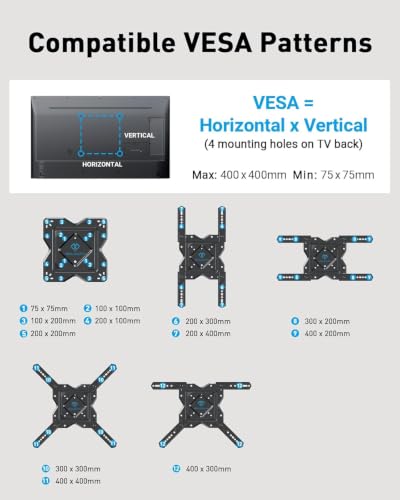 Full Motion TV Wall Mount for 27-60 Inch Flat and Curved TVs