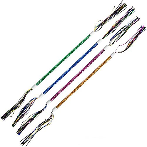 16-Inch Tinsel Twirling Batons for Kids - Cheerleading & Dance (6-Pack)