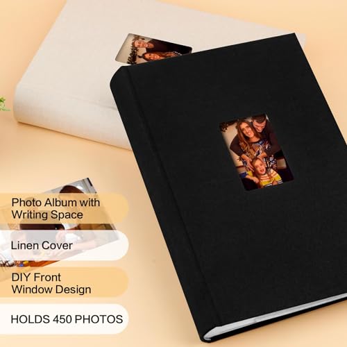 450 Pocket 4x6 Photo Album with Linen Cover and Memo Writing Space