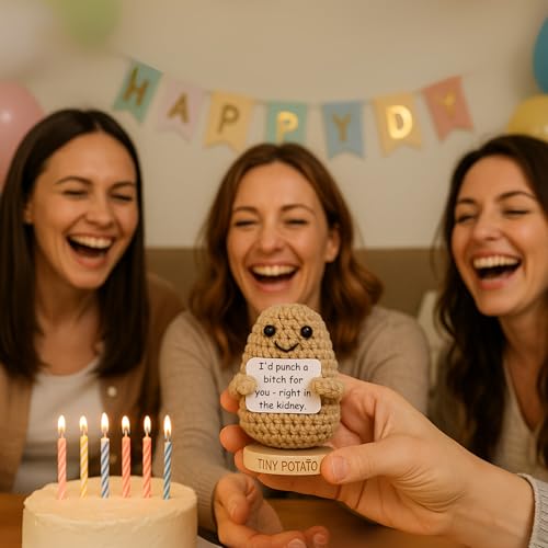 Handmade Crochet Potato Emotional Support Gift with 30 Sassy Message Cards