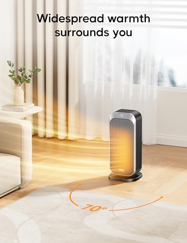 Quiet Portable Space Heater 1500W with Remote and 70° Oscillation