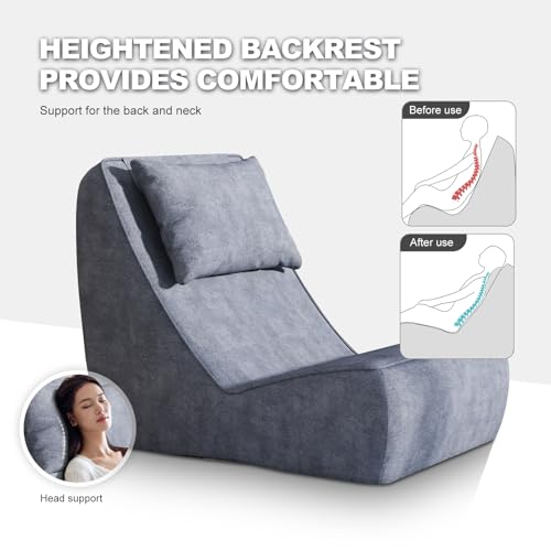 Corduroy Chaise Lounge Chair with Ottoman and Neck Pillow