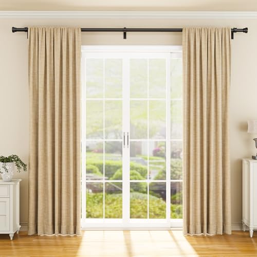 YaFex Heavy Duty Adjustable Curtain Rod 32-144 Inch Black Metal
