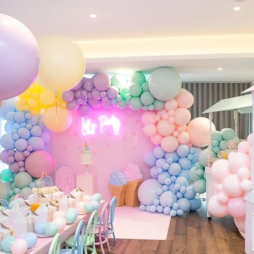 PartyWoo Pastel Rainbow Balloons 12 Inch 100 Pack Thick Latex Party Decor
