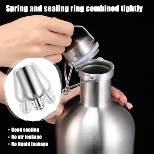 64 oz Stainless Steel Beer Growler, Leak Proof Half Gallon Travel Bottle