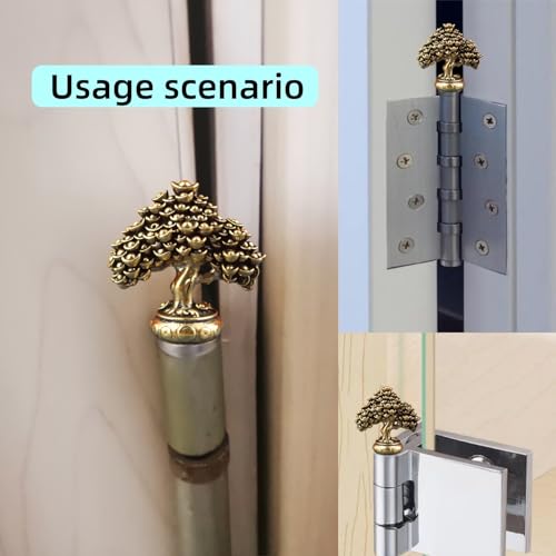 2 PCS Brass Wealth Tree Magnetic Decorative Hinge Toppers for Home Decor
