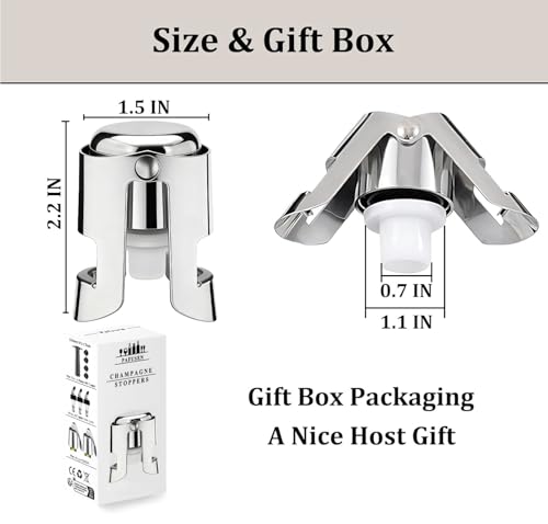 Stainless Steel Champagne Bottle Stoppers (2 Pack) - Sparkling Wine Sealer