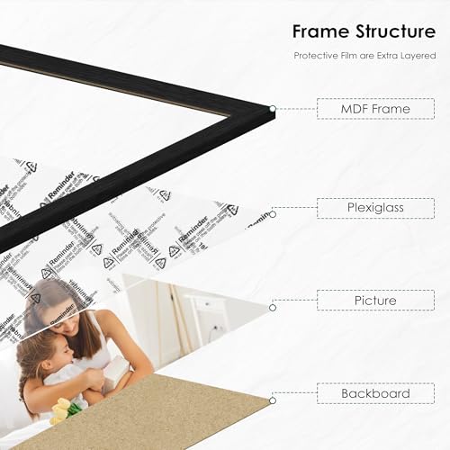 8x10 Black Woodgrain Picture Frame Set of 6 - Wall & Tabletop Display