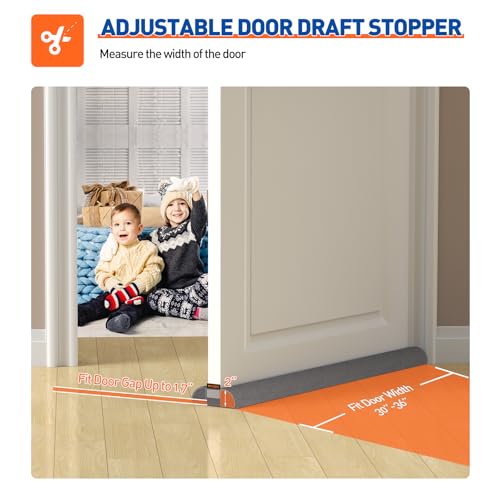 Under Door Draft Stopper - 36 Inch Adjustable Gap Filler & Door Sweep