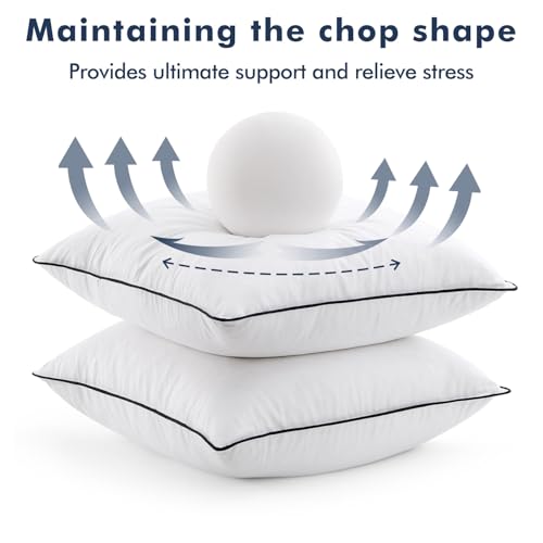 20x20 Goose Feather Down Pillow Inserts - Set of 2, Soft Cotton Cover