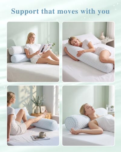 Cooling Bolster Body Pillow for Side Sleepers - 8x47 Inch Memory Foam