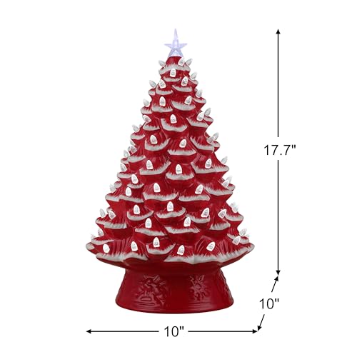 Mr. Christmas 18 Inch Nostalgic Ceramic Christmas Tree with White LED Lights