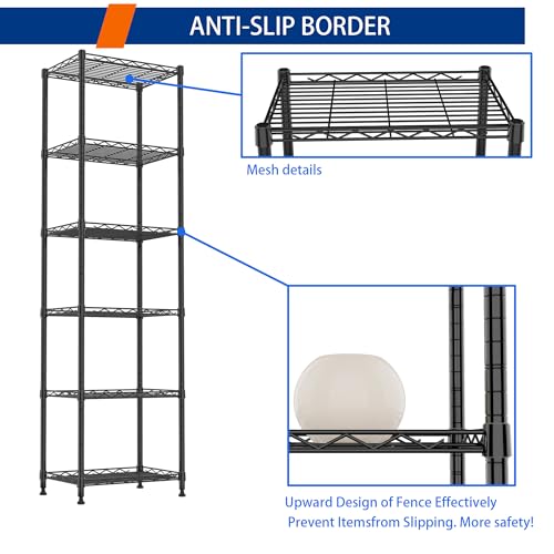 6-Tier Steel Wire Storage Rack Adjustable Shelving Unit Black