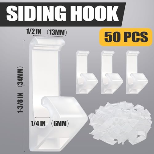50 Pcs Vinyl Siding Hooks for Outdoor Christmas Lights, No-Hole Hangers