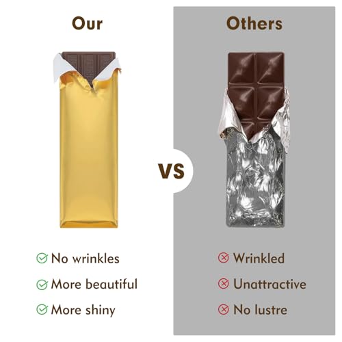 HRXMS Golden Chocolate Bar Wrappers 120pcs 6x7.5in Thick Backing - Food Grade Candy Wrappers