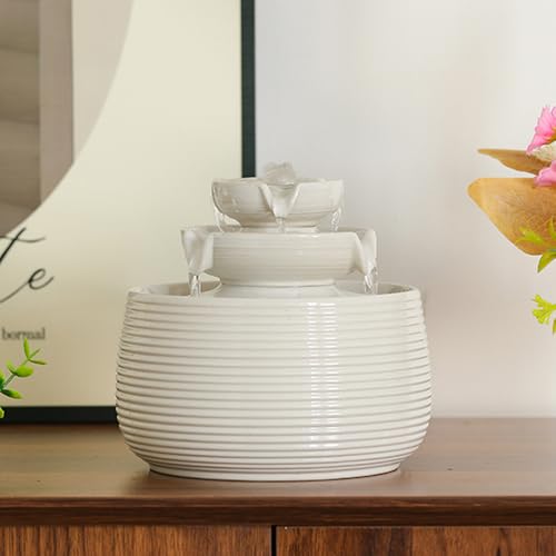 Mini Ceramic Tabletop Water Fountain - Quiet Desktop Waterfall Feature