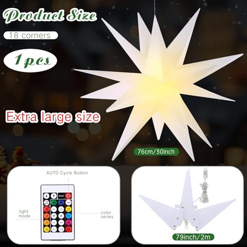 1 Pcs LED Moravian Star Light Xmas Tree Topper Hanging,30 Inch
