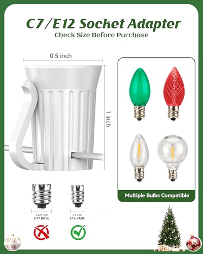 Brightown White 500FT Commercial C7/E12 Christmas Light Socket Set Spool