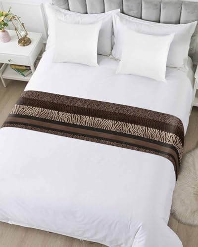 Queen Satin Bed Runner - Animal Print Decorative Scarf Protector (83 x 20 in)