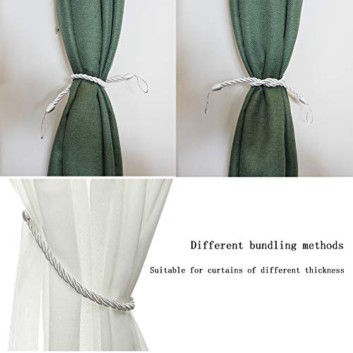 Handmade Rope Curtain Tiebacks with Metal Hooks - Set of 2